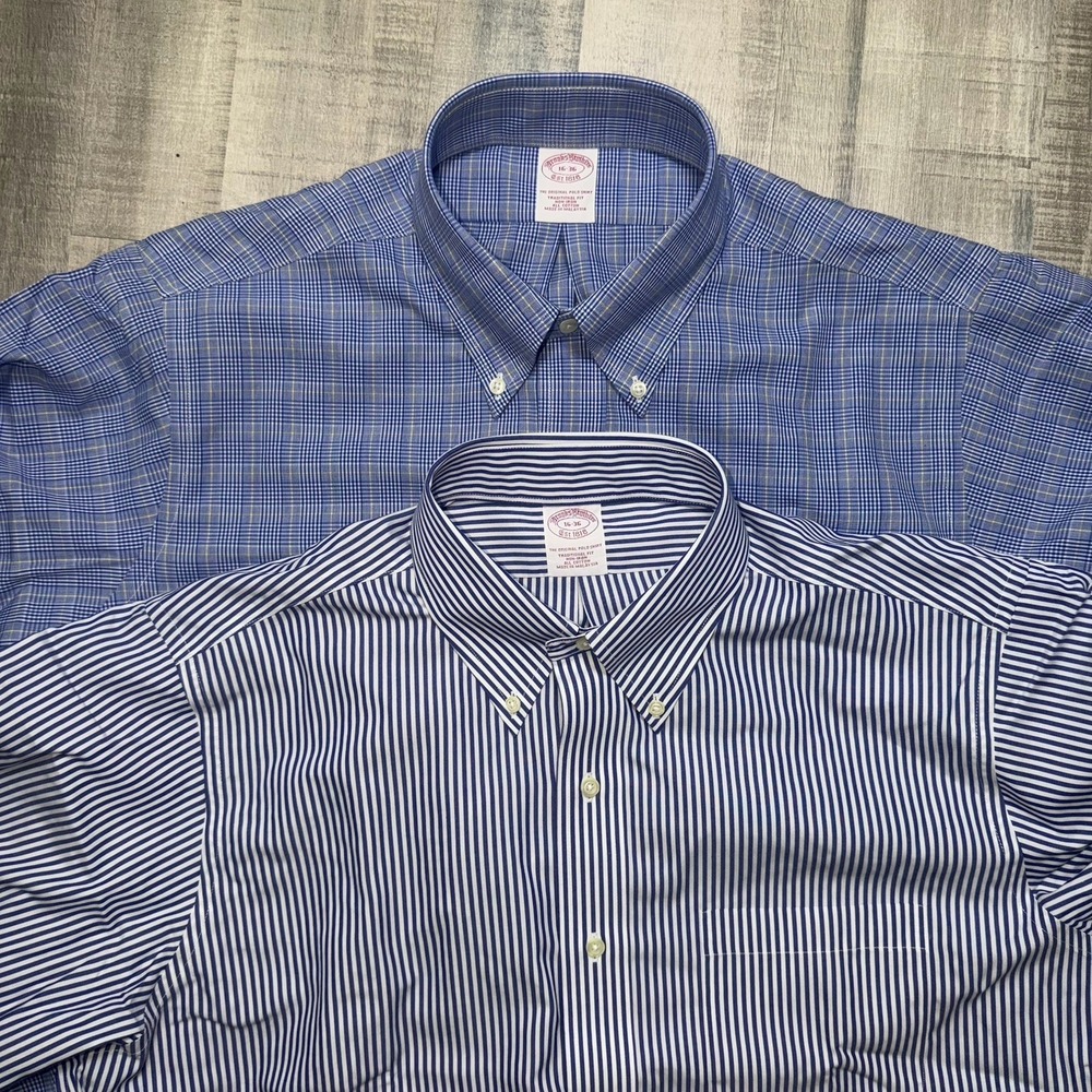 Brooks Brothers Shirt Men 16-36 Traditional Fit Plaid&Striped Dress Button-Down